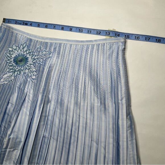 NWT Ideology Softly Pleated silk mini Skirt 6 capri blue embellished feminine - Picture 5 of 11